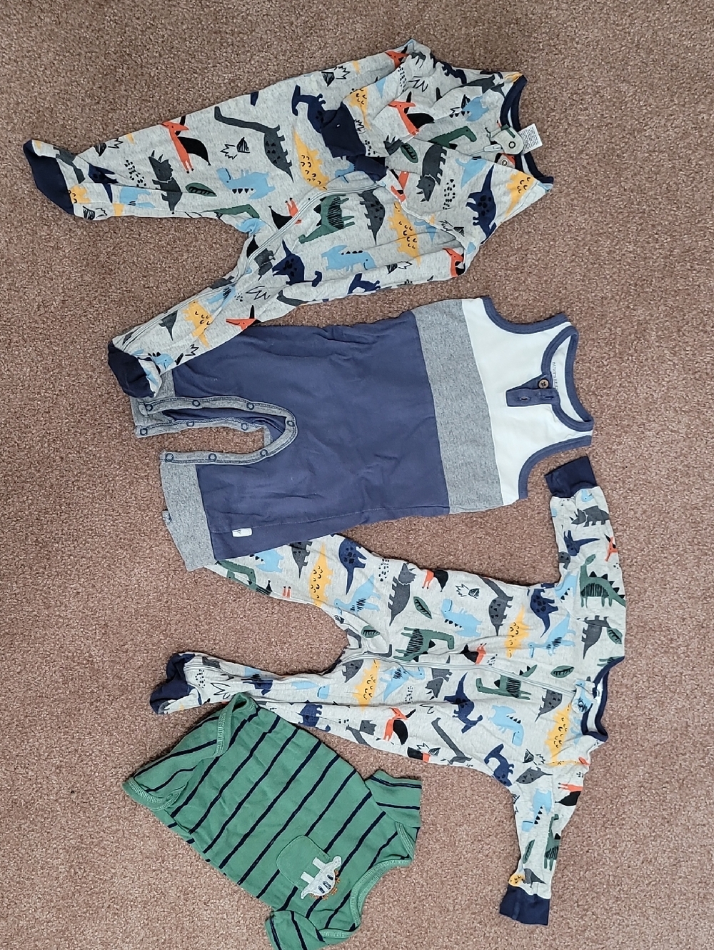 Gerber Navy, Gray, Green & Multicolor Dino Pajama Set